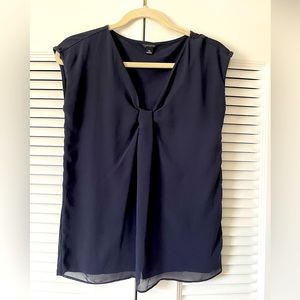 Ann Taylor V-Neck Navy Blouse